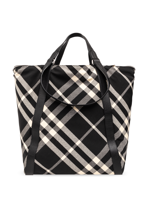 Black Shopper bag with check pattern Burberry SchaferandweinerShops Japan burberry